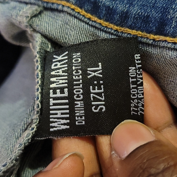 White Mark Xl Denim Jean Jacket with Rose on back - Picture 6 of 7